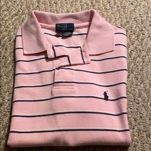 Pink striped polo shirt